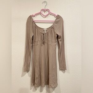 Tan Milkmaid Mini Dress